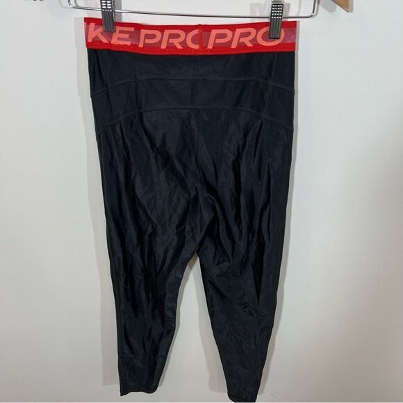 Nike Pro High Rise 7/8 Leggings Women's Black Red DA0570-010 Gym | Size S - Picture 7 of 13